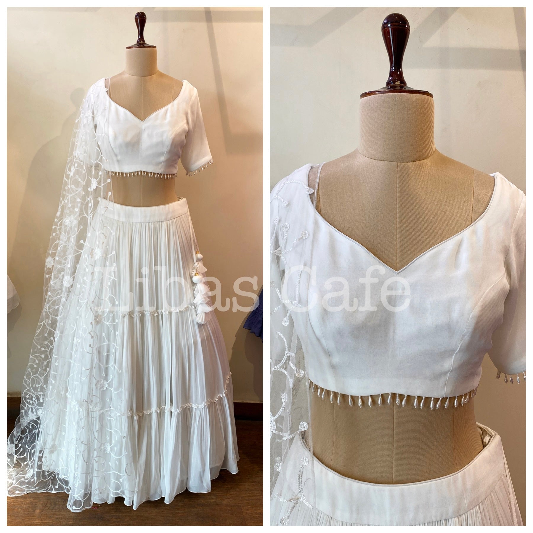 White Layered Georgette Lehenga